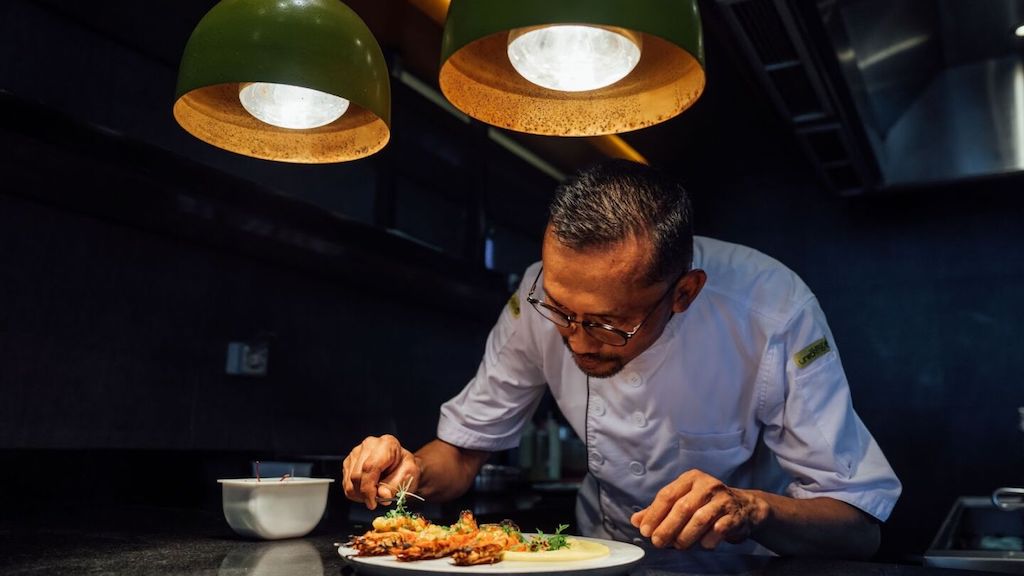 A chef at work in the kitchen