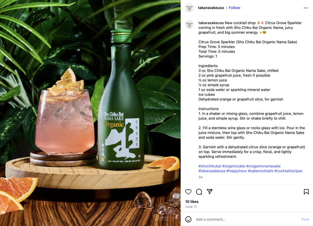 Takara Sake caption